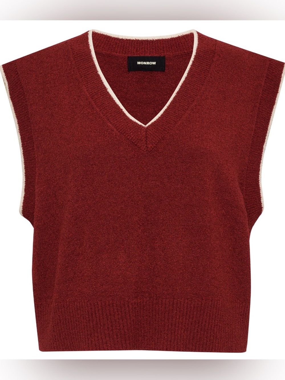 Monrow Burgundy V-Neck Knit Sweater Vest